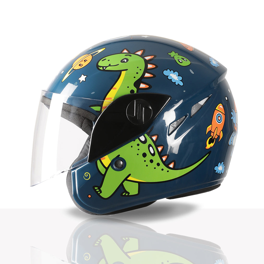 TVS Moto Jr. Kids Helmet |Fun Glow in the Dark Graphics | Lightweight ISI Certified ABS Shell| Removable Cheek Pads | Ideal Kids Bike Helmet for Cycle Scooter Daily Ride Comfort & Protection